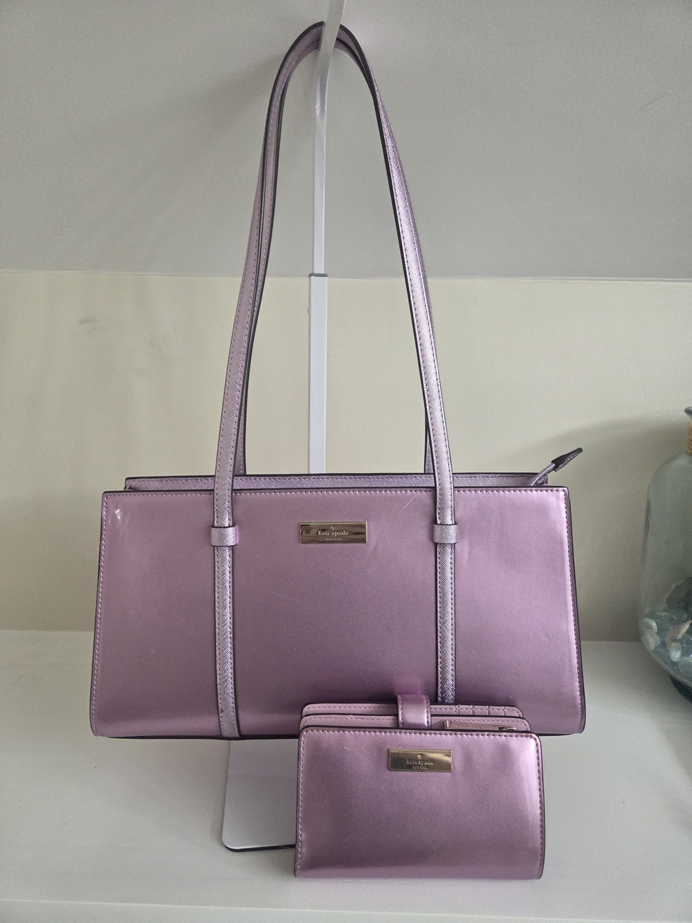 kate spade Metallic Lilac Shoulder Bag with Matching Wallet